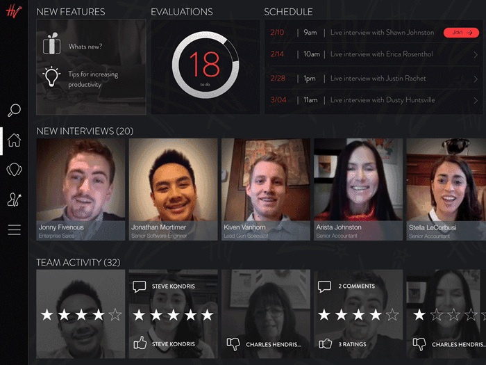 Coach dashboard showing the evaluation queue, schedule, and team activity feed