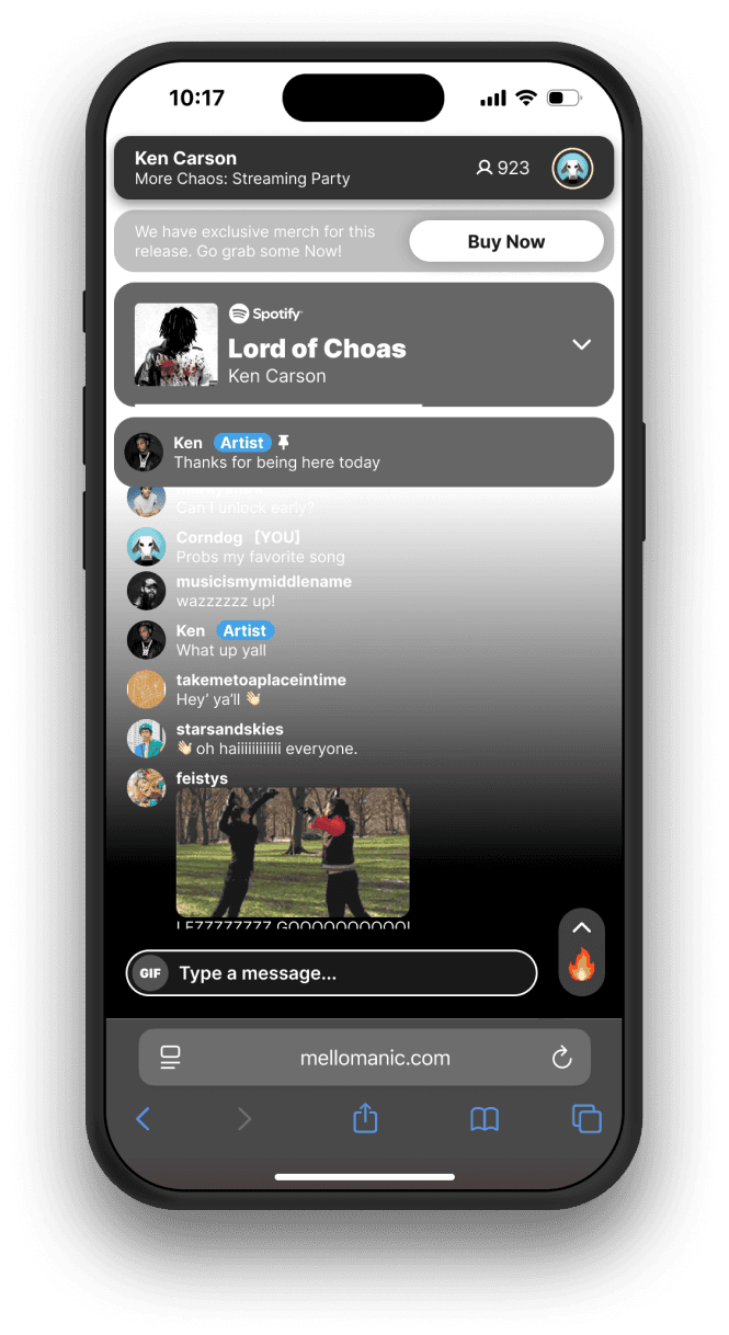 Mellomanic DSP powered listening party event screen