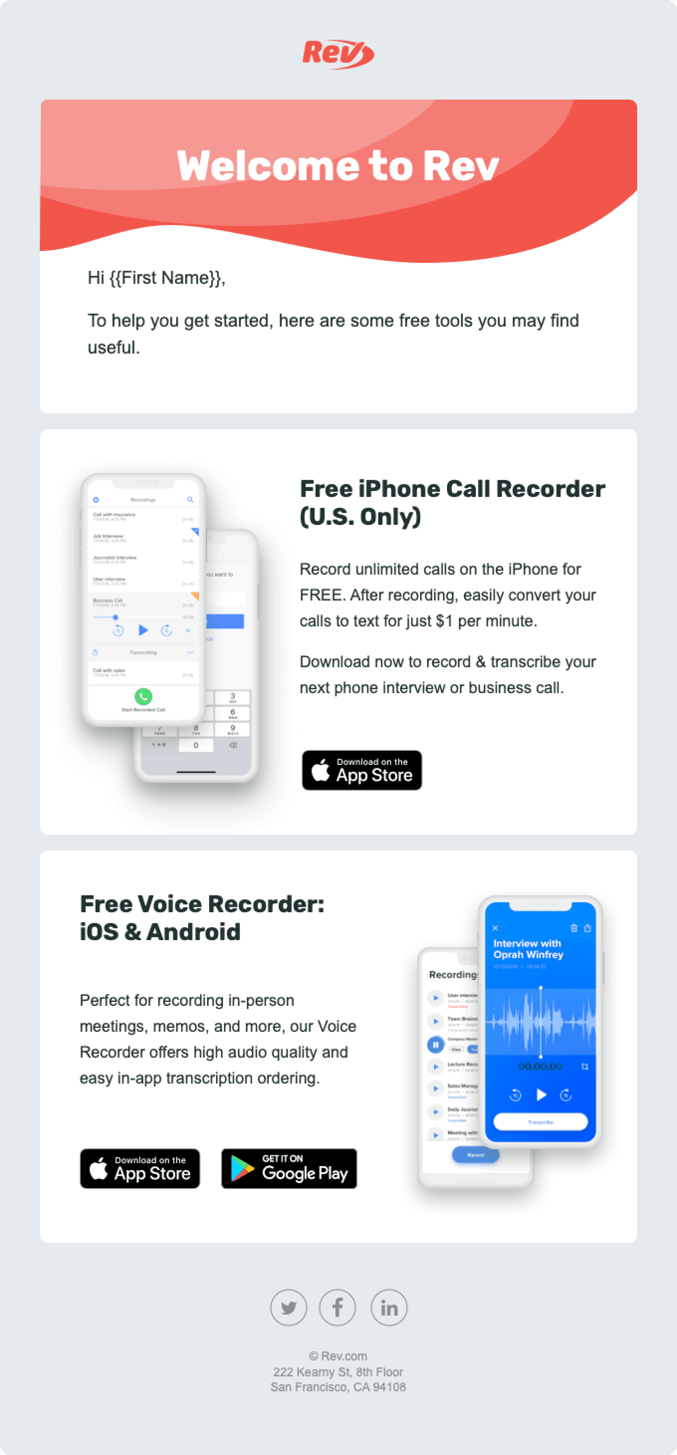 Redesigned automated Rev email template