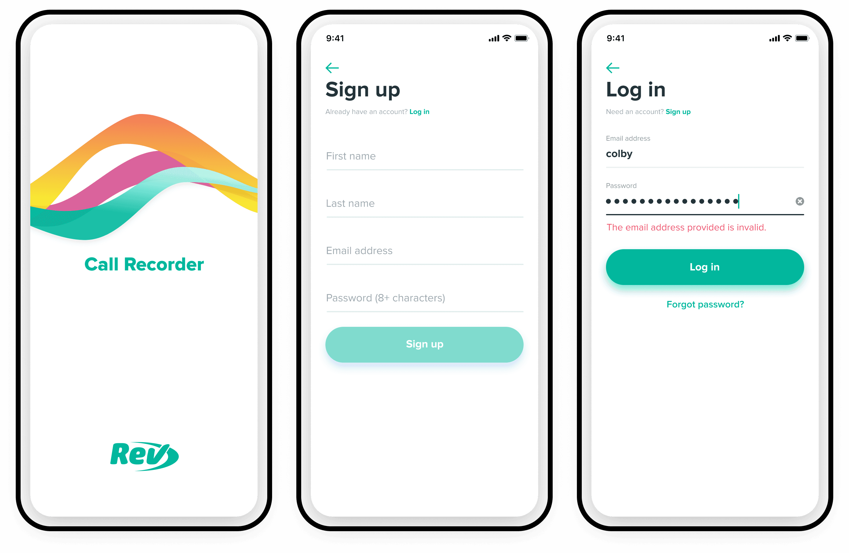 Sign up form screens refined through live qualitative user testing