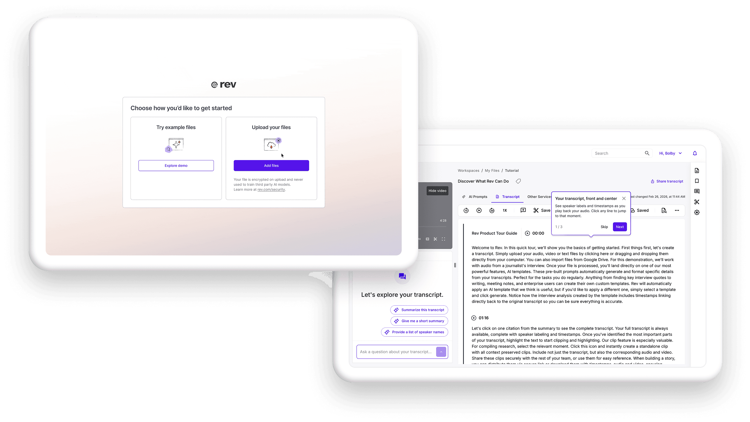 Forked demo experience by user type